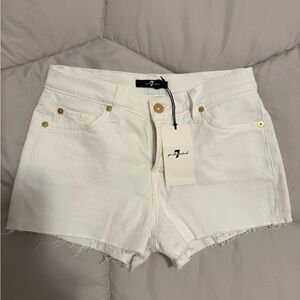 7 For All Mankind White Jean Shorts